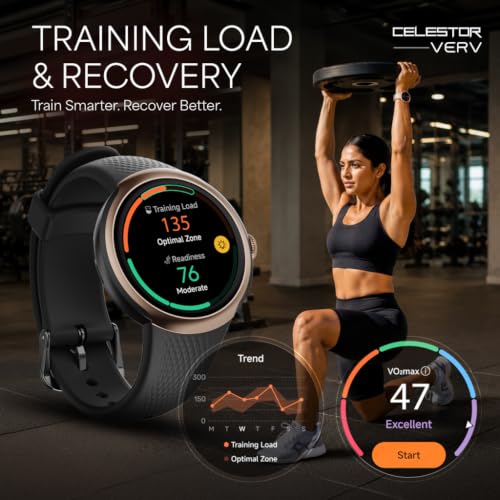 Titan Celestor Verv with 1.19" AMOLED Display, Built-in GPS, Skin Temperature Monitoring, Luna Wellness, Smart Hydration, VO2 Max, Training Load & Readiness, 3 ATM Smart Watch for Women - Wine