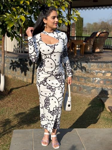Tandul Women's Cotton Blend Regular Sleeves Multicolor Dress - Maxi/Full Length Animal Print Fashion Medium Size for Office, Casual, Festive & Party (12368)