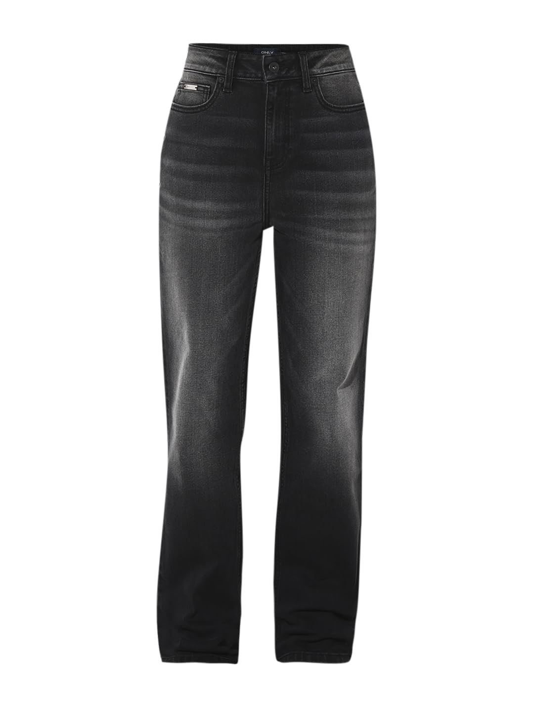 ONLY Women's Solid Straight Fit High-Rise Black Jeans