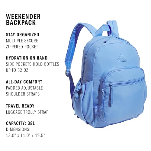 adidas Small Backpack for Women – Weekender Lightweight Bag with Laptop Sleeve, Blue Fusion, One Size, Small Backpack for Women – Weekender Lightweight Bag With Laptop Sleeve