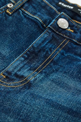 SNITCH Men Casual Jeans | Slim Fit Blue Mid Rise Streetwear Style | Durable Cotton Blend with Smooth Texture & Medium Stretch for Everyday Comfort