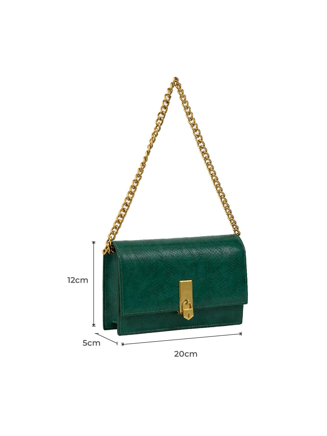 Miraggio Women Mila Shoulder Clutch Bag With Chain Strap For Party | Casual Clutch Purse, Green