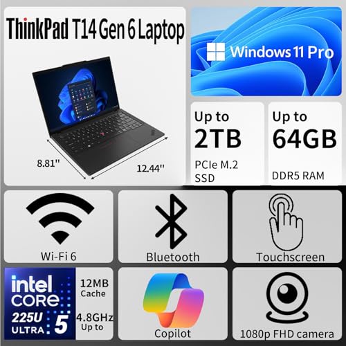 Lenovo ThinkPad T14 14" WUXGA Intel Core Ultra 5 225U Business AI Laptop,