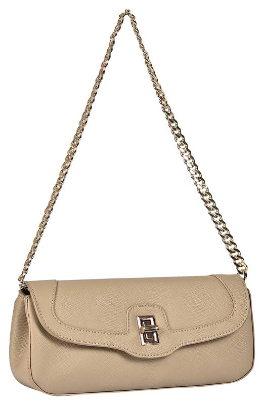 eske Rachel, the Chain Shoulder Bag | Vegan Leather Evening Purse for Women | Twist Lock Closure | 1 Main Compartment | Slip Pocket & 4 Card Holders | Gold Chain Strap | Small Party Crossbody