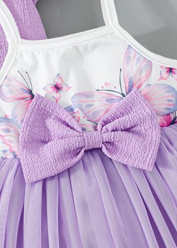 Hopscotch Baby Girls Butterfly Bow Applique Dress with Shrug in Purple Color for Ages (9-12 Months)