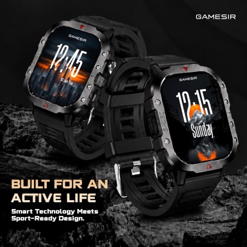 GameSir Forge 1 Smart Watch for Men & Women, 2.19" Full Touch Display, Bluetooth Calling, Fitness Tracking, Message Notifications, Android & iOS Compaatible - (Black)