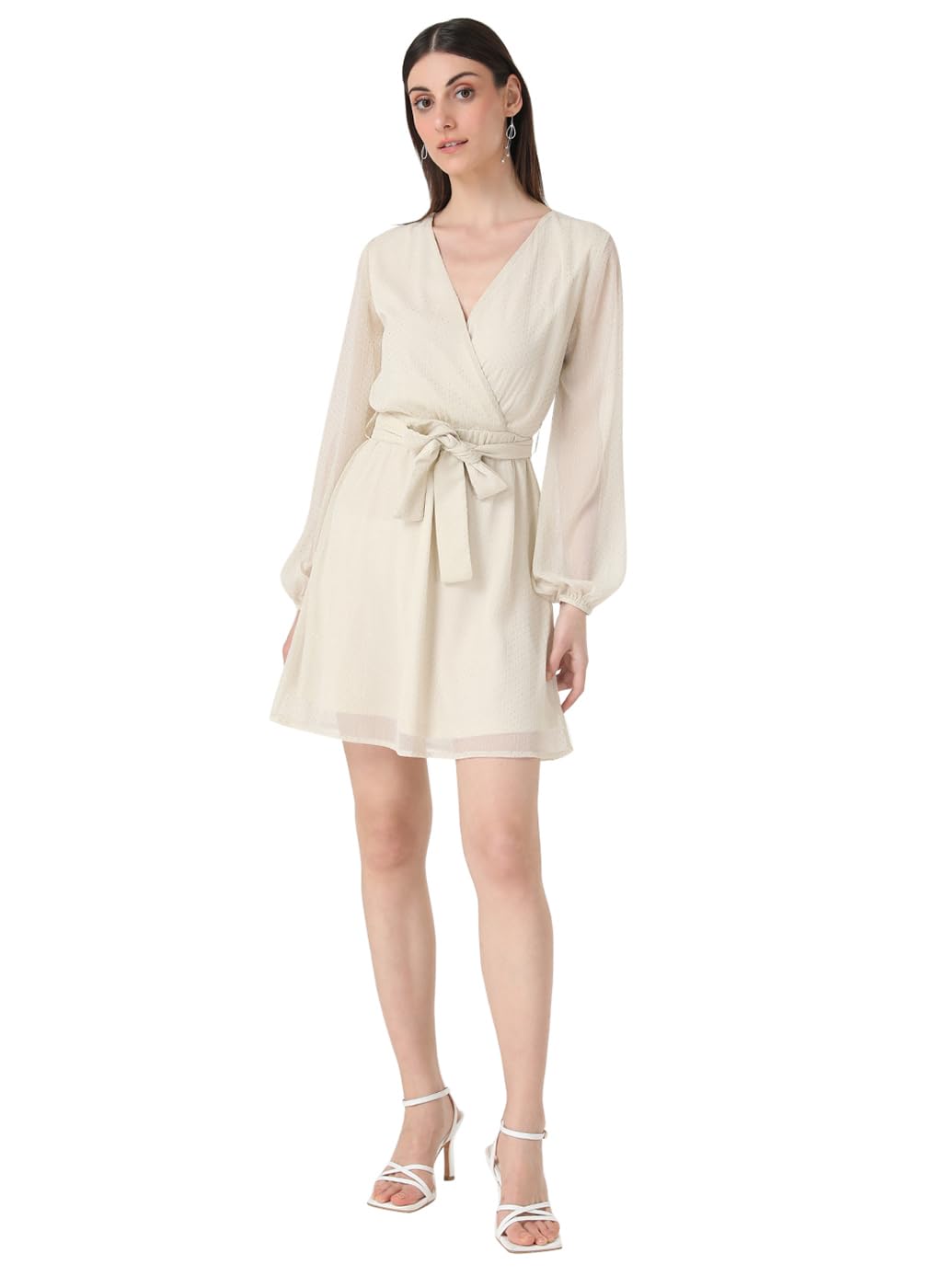 Kazo Women's Chiffon Fit and Flare Mini Dress (125343_Moonlight