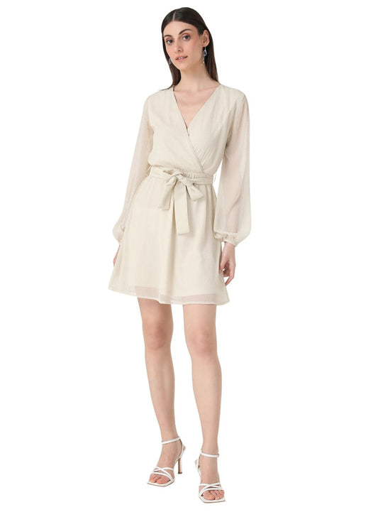 Kazo Women's Chiffon Fit and Flare Mini Dress (125343_Moonlight