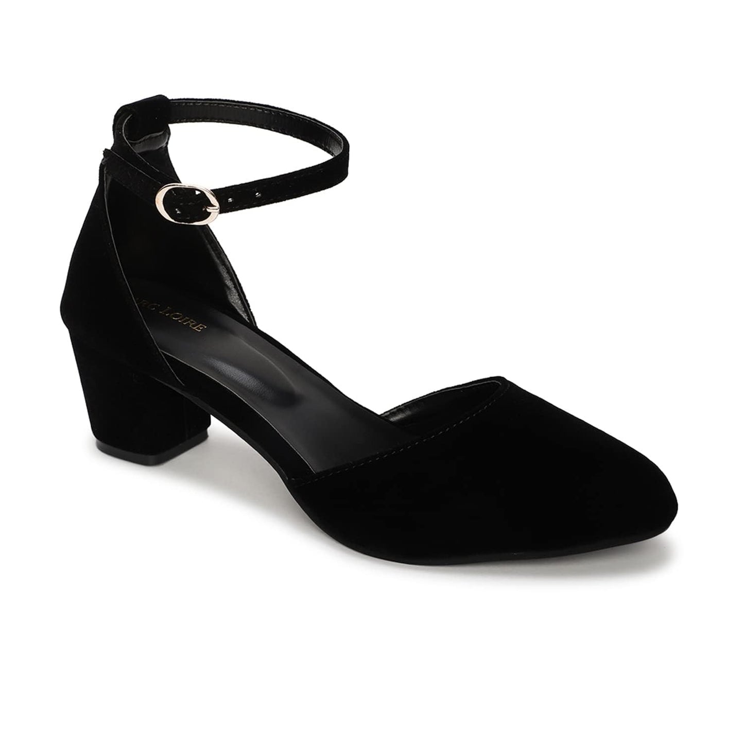 Marc Loire Women’s Pointed Toe Block Heel Fashion Sandals with Buckled Ankle Strap (Black, UK Footwear Size System, Adult, Women, Numeric, Medium, 5)