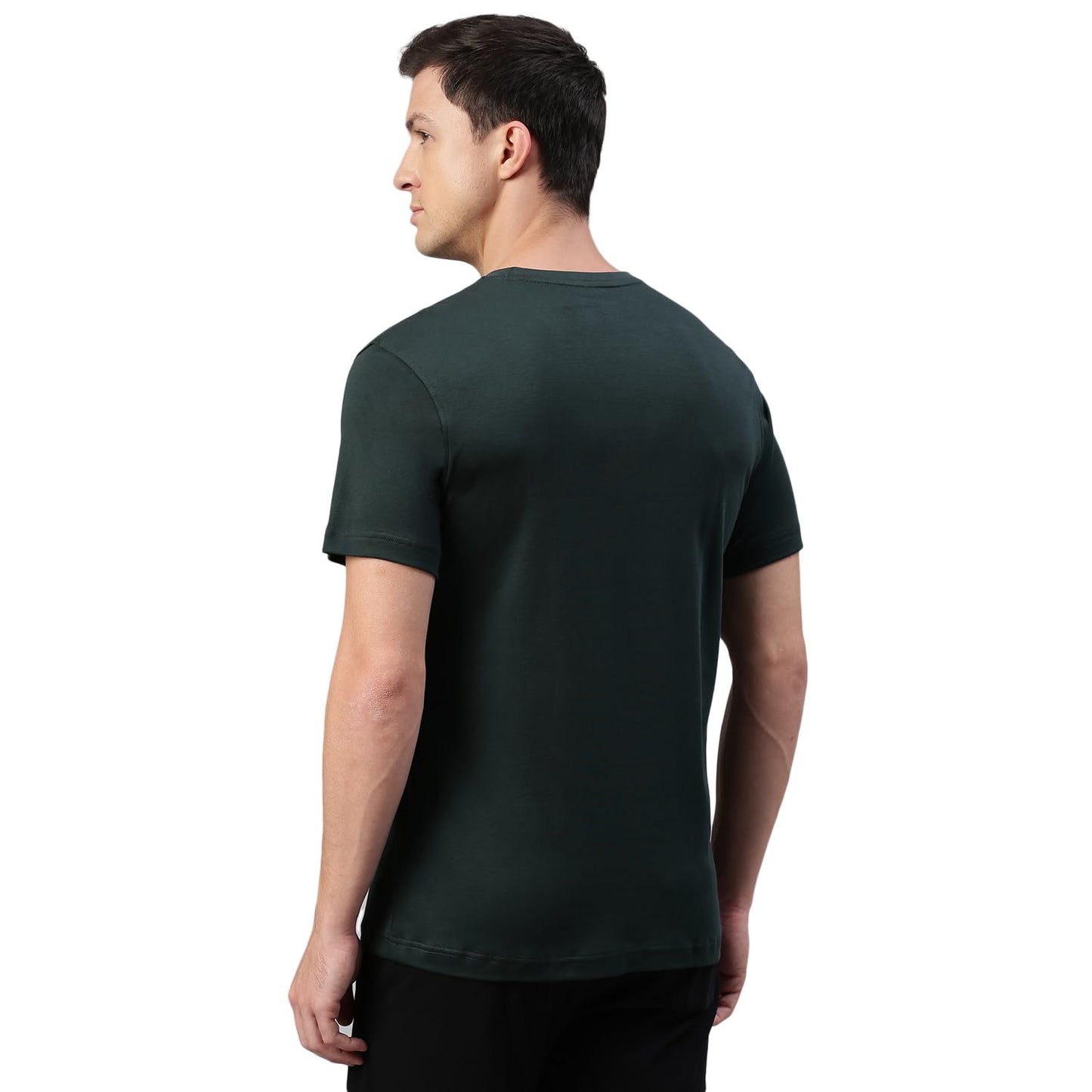Van Heusen Men Athleisure Crew Neck T-Shirt - 100% Supima Cotton Interlock - Short Sleeves, Embroidered Logo_60039_Green Gable_M