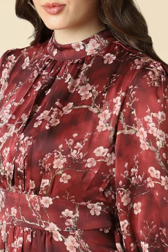 Women Maroon Print Casual Dress