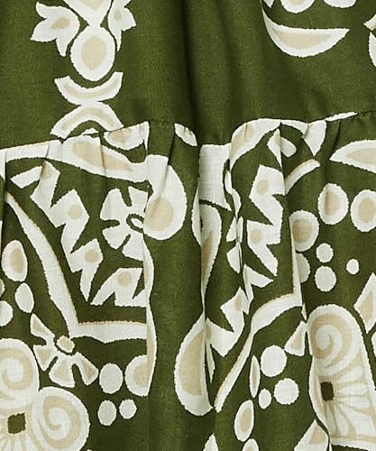 Max Women Printed Tiered Dress(Green_S)