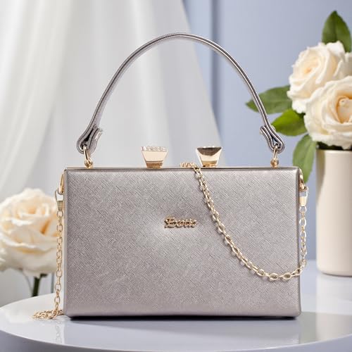 EXOTIC Premium® Bridal Clutch Luxurious Box-Style Gold Frame Desing (PURPLE)