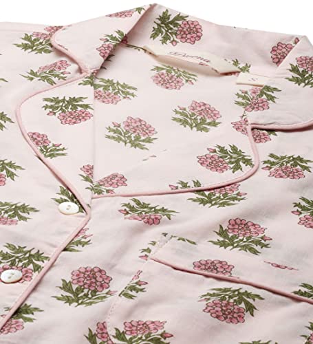 Divena Baby pink Cotton Floral Print Night Suit