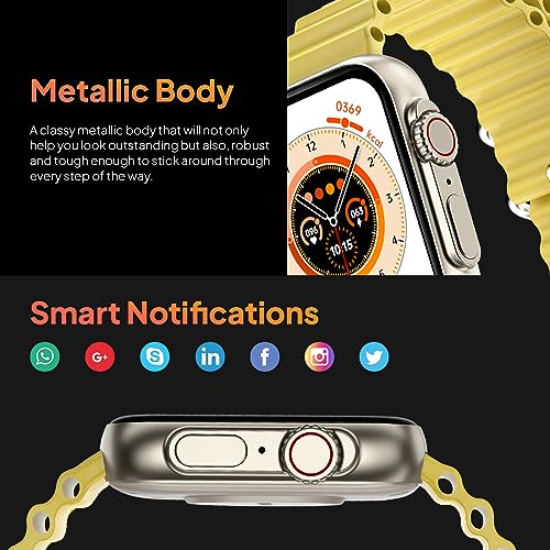 Fire-Boltt Gladiator 1.96" Biggest Display Smart Watch with Bluetooth Calling, Voice Assistant &123 Sports Modes, 8 Unique UI Interactions, SpO2, 24/7 Heart Rate Tracking (Yellow)