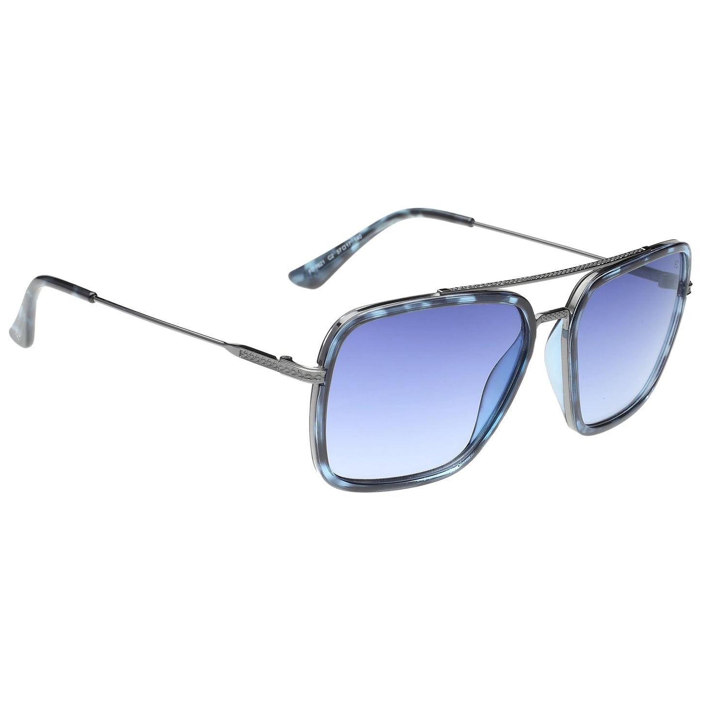 French Connection|Blue Full Frame Square Sunglasses|100% UV Protected (Uv 400) Blue Gradient Faded Lens|Men's|Large|FC 7621 C2 57 S