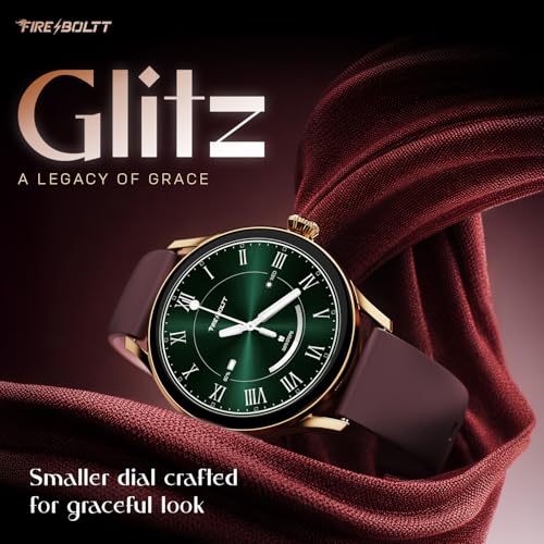 Fire-Boltt Glitz Women Smart Watch with 1.19” AMOLED Display, Bluetooth Calling, Rotating Crown, Always On Display, 1000 Nits Brightness, IP68 Waterproof Mocha Brown