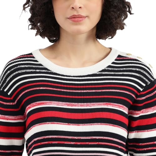 United Colors of Benetton Round Neck Striped Sweater -25A1099W3R68I902 (Size : L) Multicolour