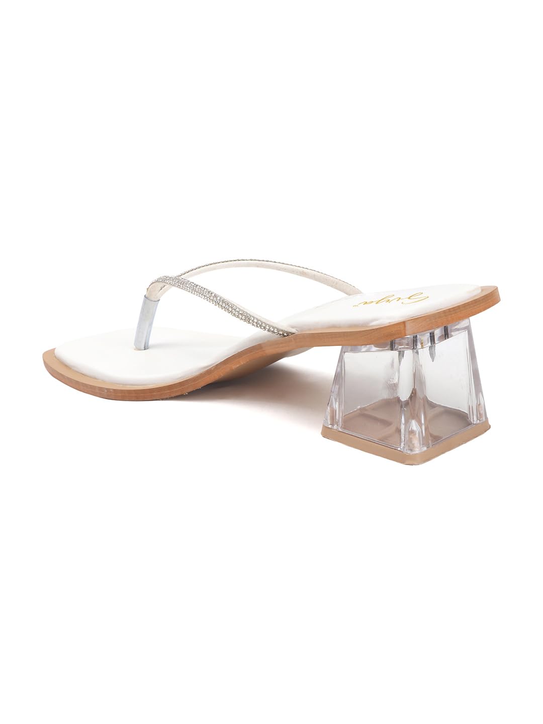 SVYA Women Block Heel Sandal (White, UK Footwear Size System, Adult, Women, Numeric, Medium, 9)
