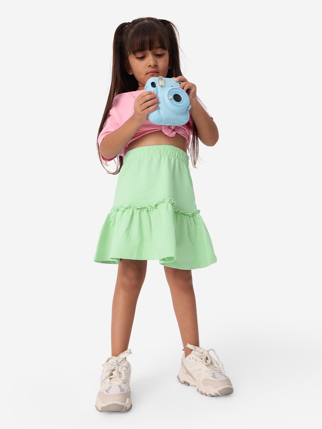 The Souled Store Solids: Mint Girls Tiered Skirts for Girls