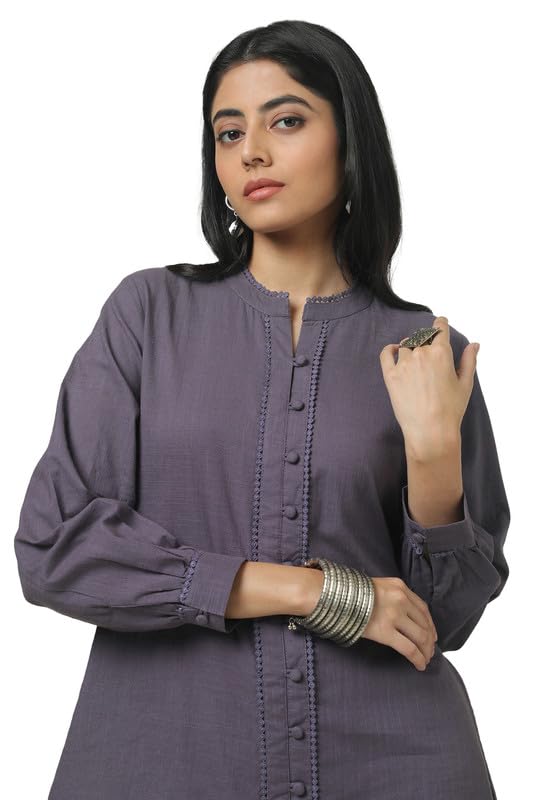 Soch Womens Purple Cotton Slub Solid Tunic