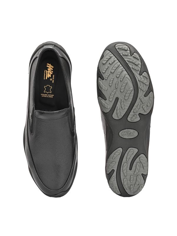 HITZ Black Leather Casual Shoes for Men's