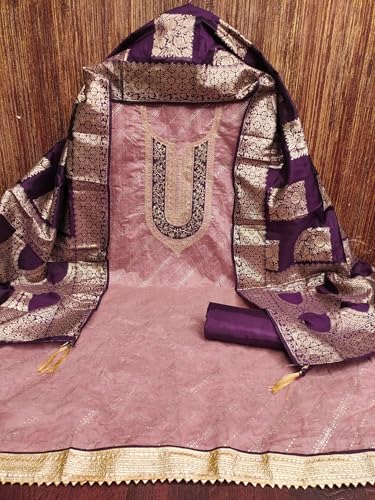 Leeli Peeri Designer Women's Banarasi Jacquard With Coding Work Unstitched Dress Material