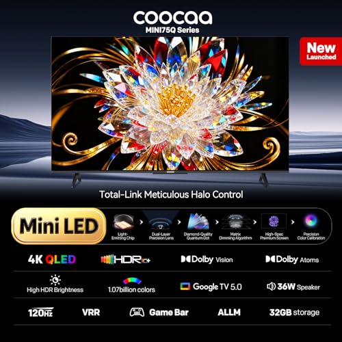 coocaa 164 cm (65 inches) 4K Ultra HD Smart Mini LED QLED Google TV 65MINI75Q