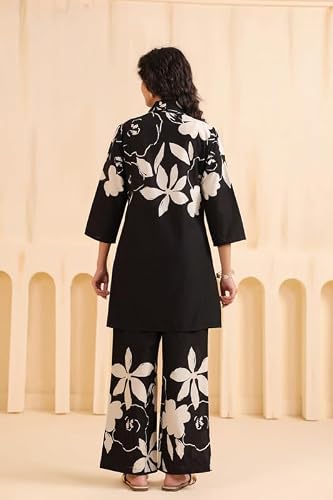 JISORA Women's Printed Cotton Co-ord Set 22CS3582-S Black S