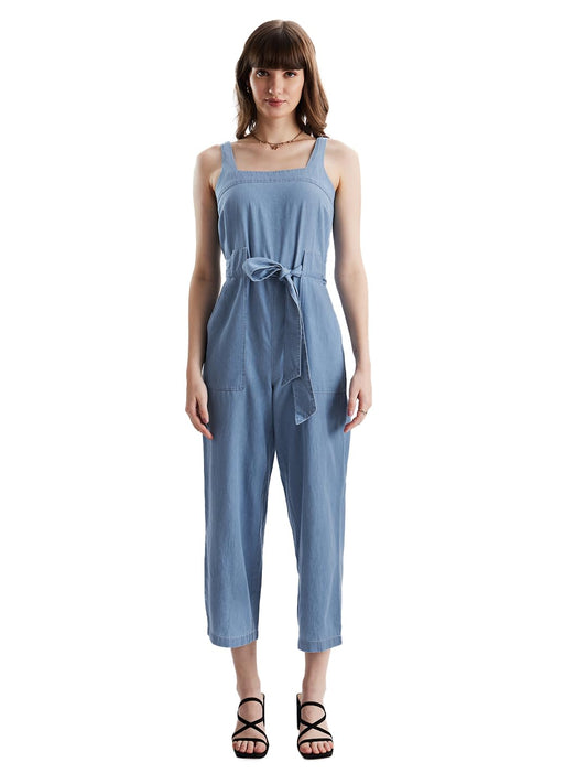 The Souled Store Women Denim Jumpsuit: Ice Blue Jumpsuits