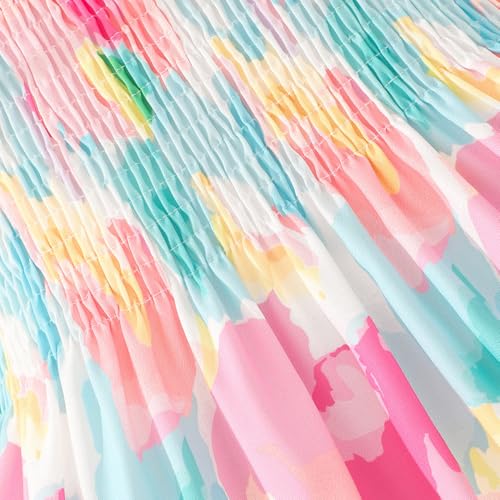 Hopscotch Girls Abstract Polyester Puff Sleeves Fit Flare Plain Casual Dresses In Red Color For Ages 6-7 Years (MTQ-4658877)