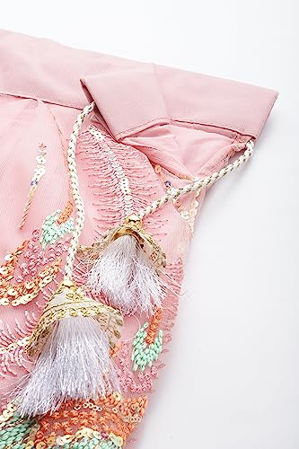 Prasheem Fashion Women's Net Embroidered Semi-Stitched Lehenga Choli with Dupatta (MorPankhLehenga-Navratri-Girlish-Latest-Lehenga; Free Size)