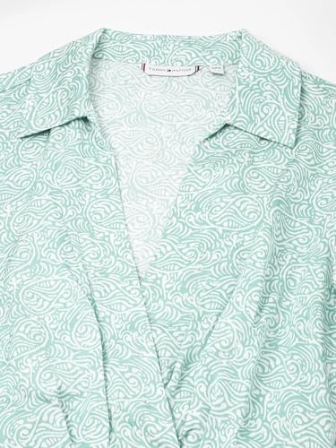 Viscose Spread Collar A-Line Dress Green