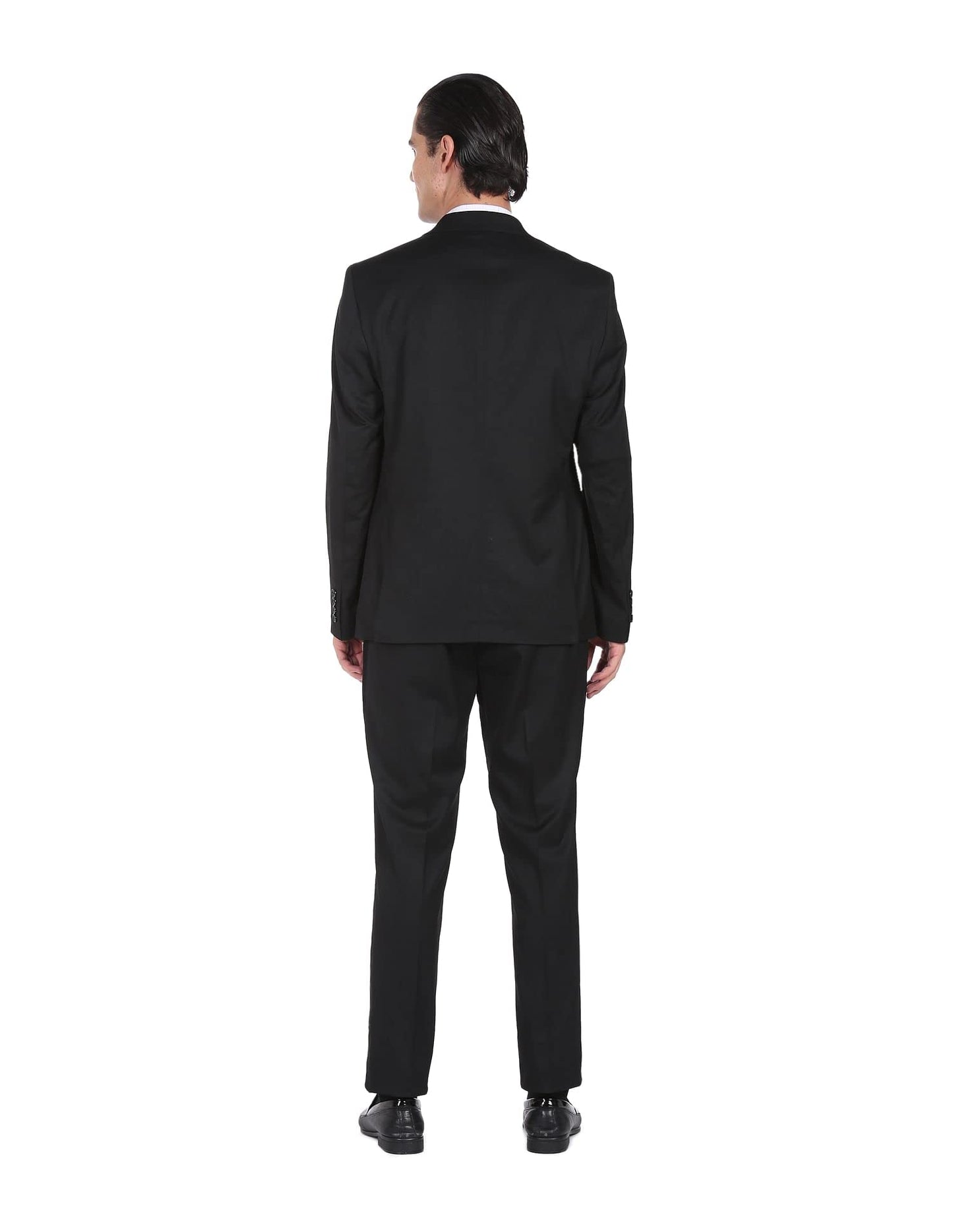 Arrow Men's Polyester Single Breasted Business Suit Pants Set (AREU5085A_Black