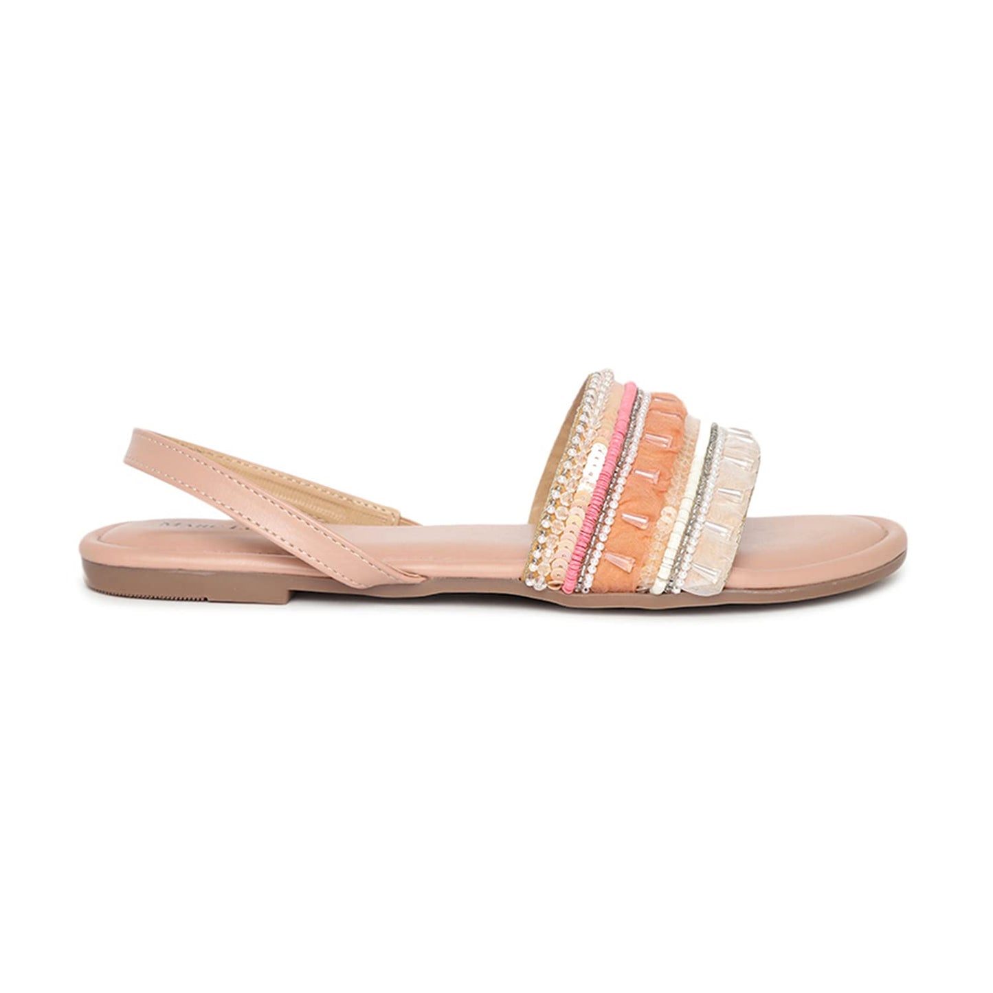 Marc Loire Women's Pair of Embellished Fashion Flat Sandals (Nude, numeric_7)