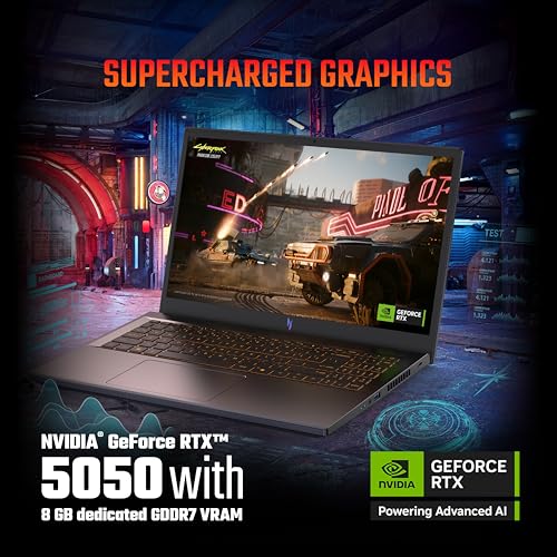 acer Nitro V 15, Intel core i7-13th Gen 13620H,NVIDIA GeForce RTX - 5050 8GB, 16 GB,512 GB,Full HD IPS,15.6"/39.62 cm,165 Hz, Win 11 Home, Obsidian Black, 2.113 kg, ANV15-52, Amber KB,Gaming Laptop