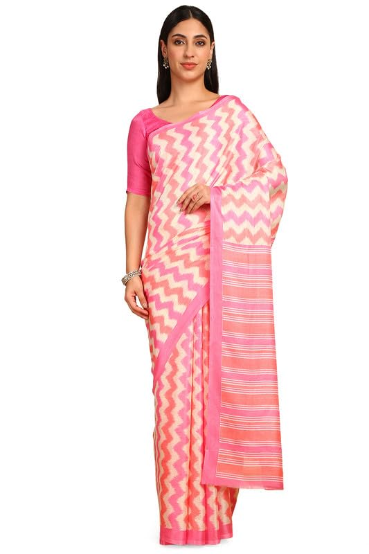 Soch Womens Magenta Art Silk Chevron Print Saree