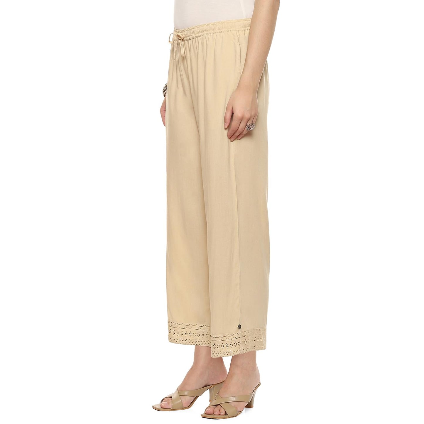 BIBA Women Solid Bottom WEAR(Bottom W19888_Beige_S)