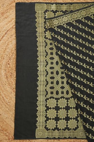 Soch Womens Black Chanderi Zari Woven Dupatta With Zari Woven