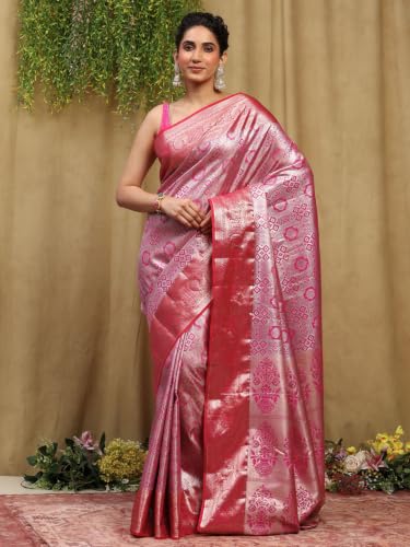 Meena Bazaar Women's Art Silk Saree | Elegant Designer Silk Saree | Soft Lightweight Traditional Ethnic Saree for Wedding, Festival, Party & Special Occasions