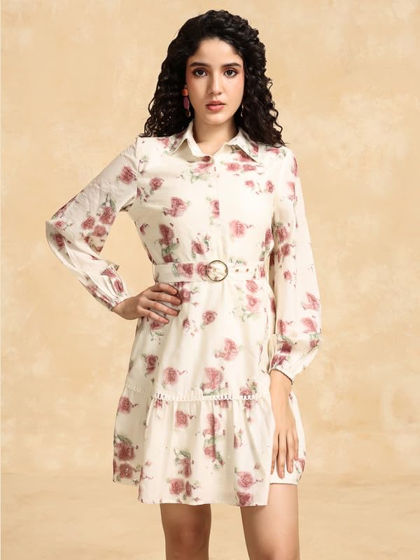 Kazo Lily Mini Dress W Belt Beige