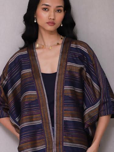 Aarke Ritu Kumar Dark Blue Yarn Dyed Shrug