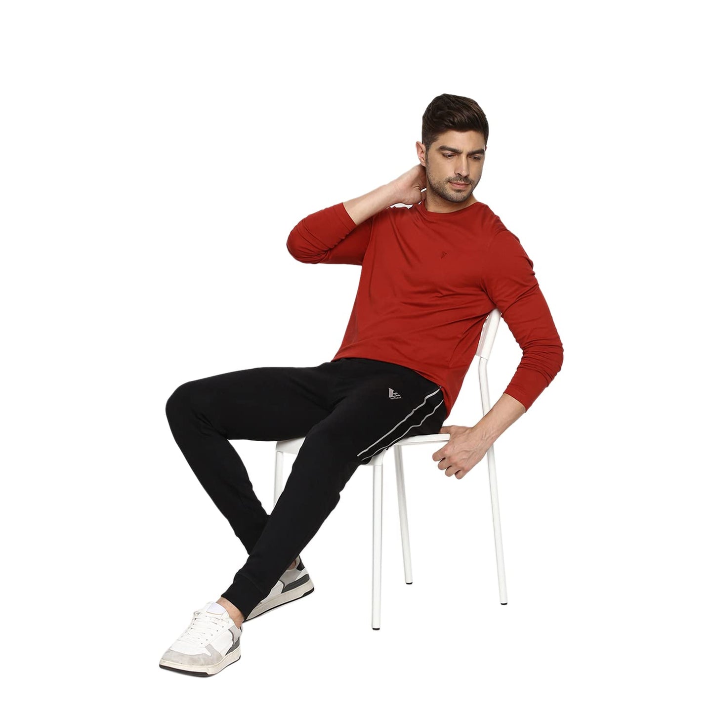 Van Heusen Men Athleisure Anti Bacterial T-Shirt - Smart Tech, Easy Stain Release, Anti Stat_60037_Dark Rust_S