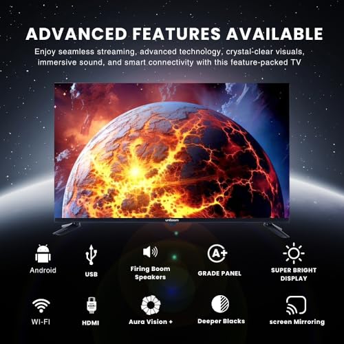 Uniboom_Optima Series 80 cm (32 inch) HD Smart LED TV |Android TV with Voice Command App |5000+ Free Movies |30W Sonic Boom Speakers| 500+ Certified Apps |Mobile Remote |Mobile Screen Cast-32S-ULT-AED