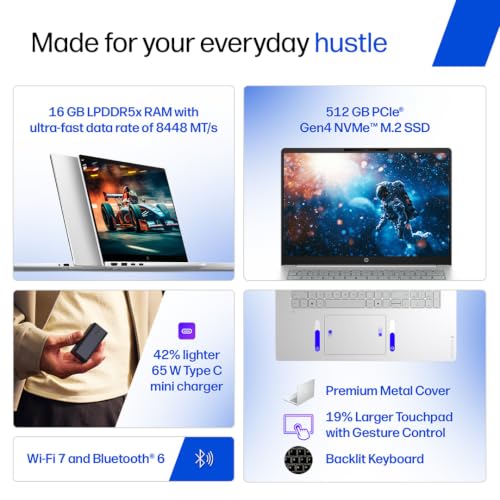 HP OmniBook 3 ● Intel Core Ultra 5 225U● 12 Tops● 16GB DDR5● 512GB SSD● 2K OLED●14''/35.6cm● 300nits● Win11● Office24● Silver● 1.4kg● ht0051TU● Lighter mini GaN Charger● Backlit● AI Laptop