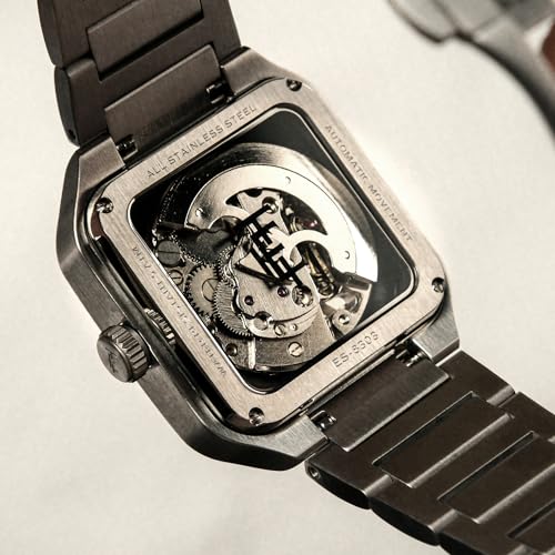 Thomas Earnshaw Men's 36.5mm Engineer Lennox Skeleton Automatic Watch with Solid Stainless Steel Bracelet ES-8303, Silver Brown
