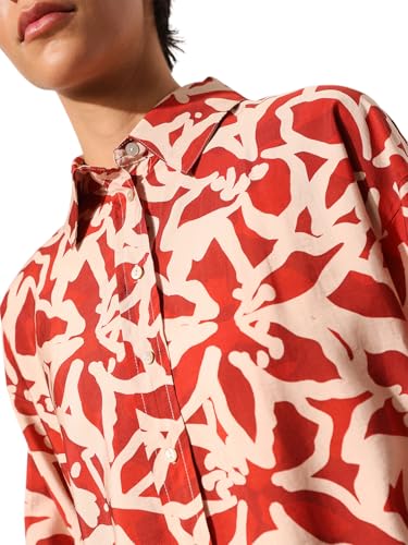 ONLY Women's Regular Fit Red Shirt
