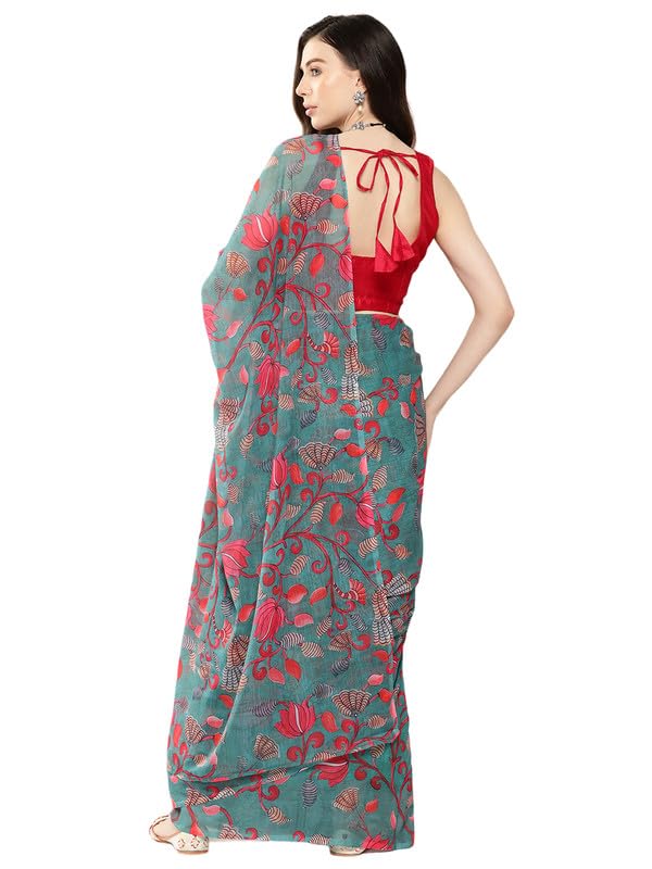 Ahalyaa Floral Poly Chiffon Saree