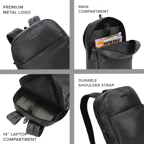 POLICE Black Medium Size 20Ltr Leather Backpack for Men & Women