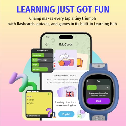 Noise Junior Champ 3 Smart Watch for Kids | 3-in-1 Look with 2 Switchable Bumpers, in-Built Learning Hub, Habit Builder, Exam & School Mode, SOS, 100+ Cloud Faces, Parental Control (Black Blaze)